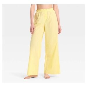 Colsie yellow poplin Swiss dot pajama pants cotton Size small new elastic